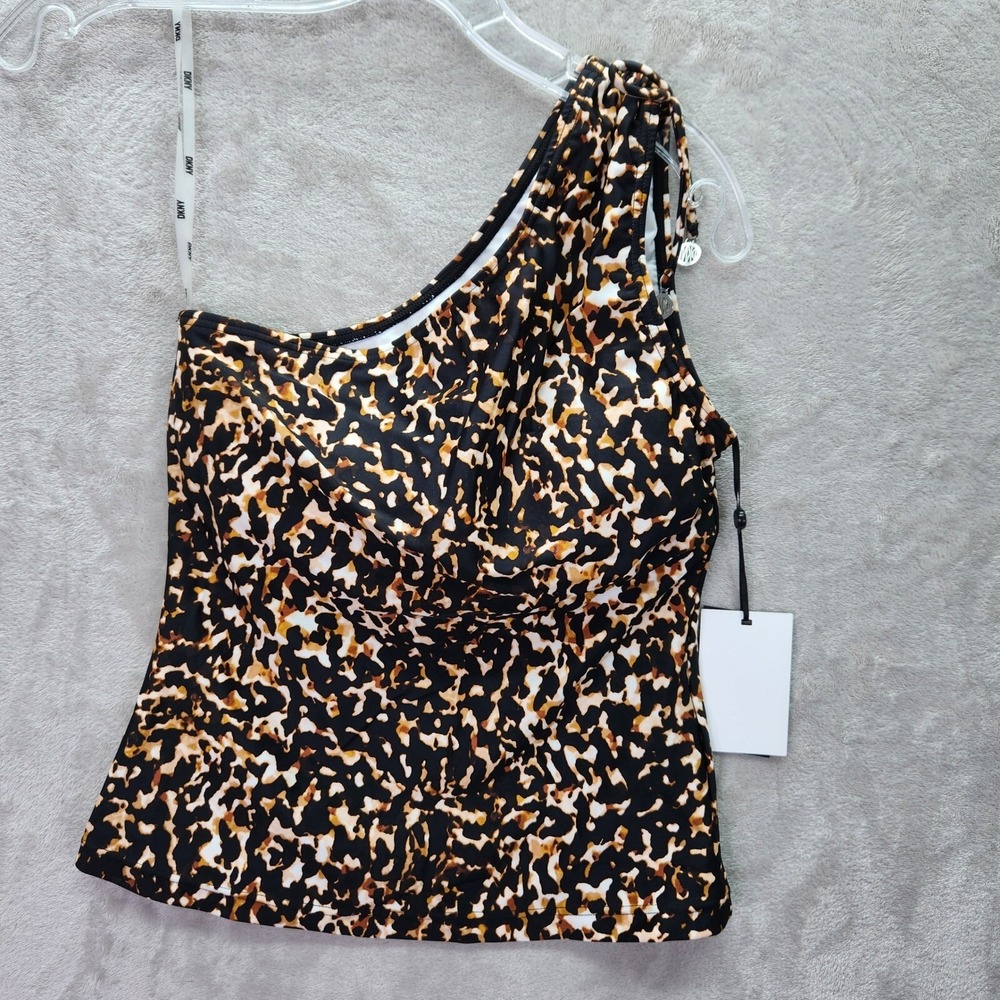 DKNY Tankini Top Womens Size‎ XS One Shoulder Swim Removable Cups UV Protection